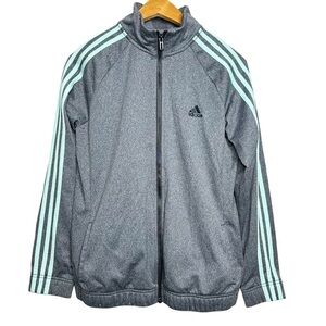 Adidas Designed 2 Move Gray 3 Stripe Track Jacket Women’s Size L (16-18)